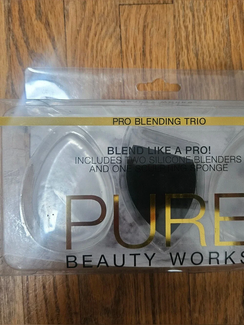 NIB PURE Beauty Works Pro Blending Trio Silicone Sponges Set Of 3: Clear & Black